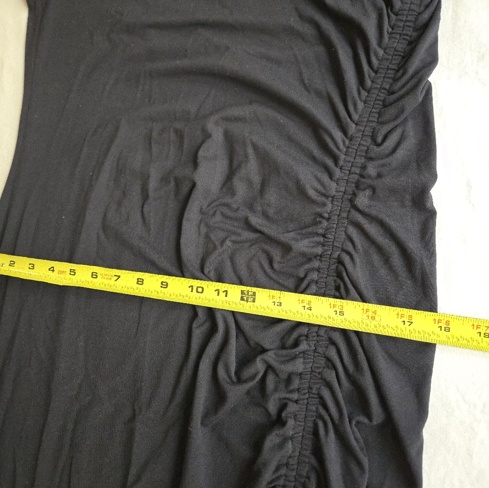 Open Edit Black Ruched Long Sleeve Midi Dress - Picture 8 of 11